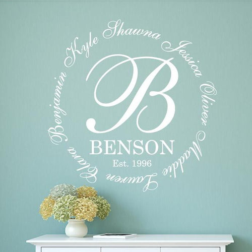 Family Initial Monogram Personalized Wall Decal
