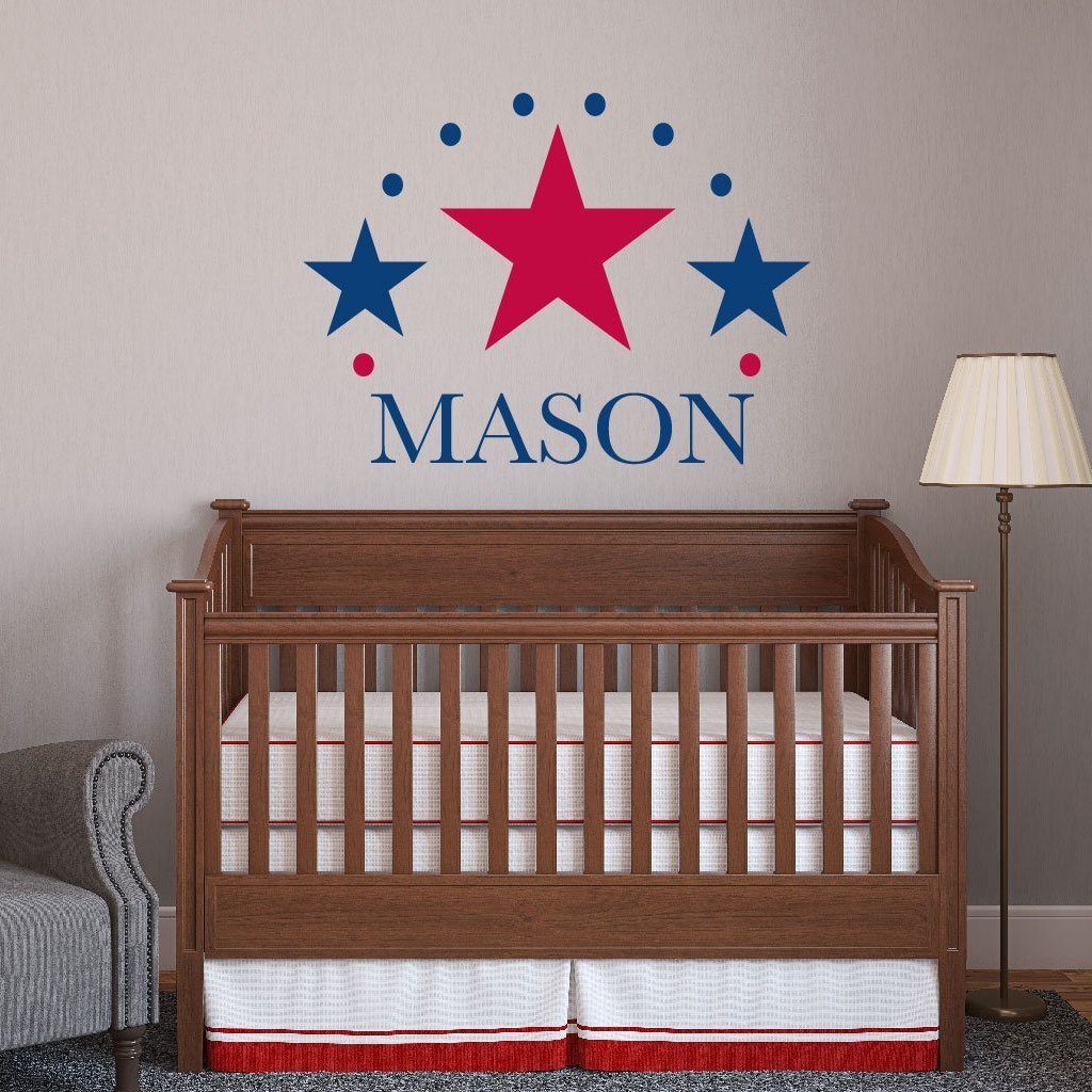 Three Star Monogram Kids Wall Decal