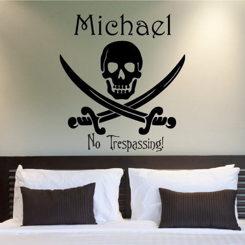 Pirate Skulls and Swords Personalized Kids Wall Decals