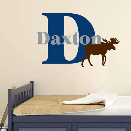 Woodland Baby Moose Name Large Kids Wall Decal