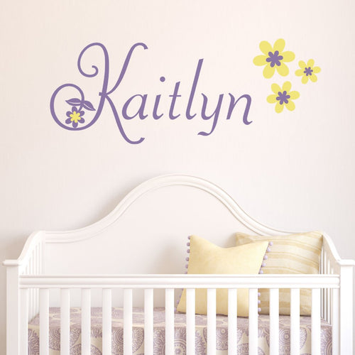 Daisy Chain Lilly Floral Personalized Name Kids Wall Decal
