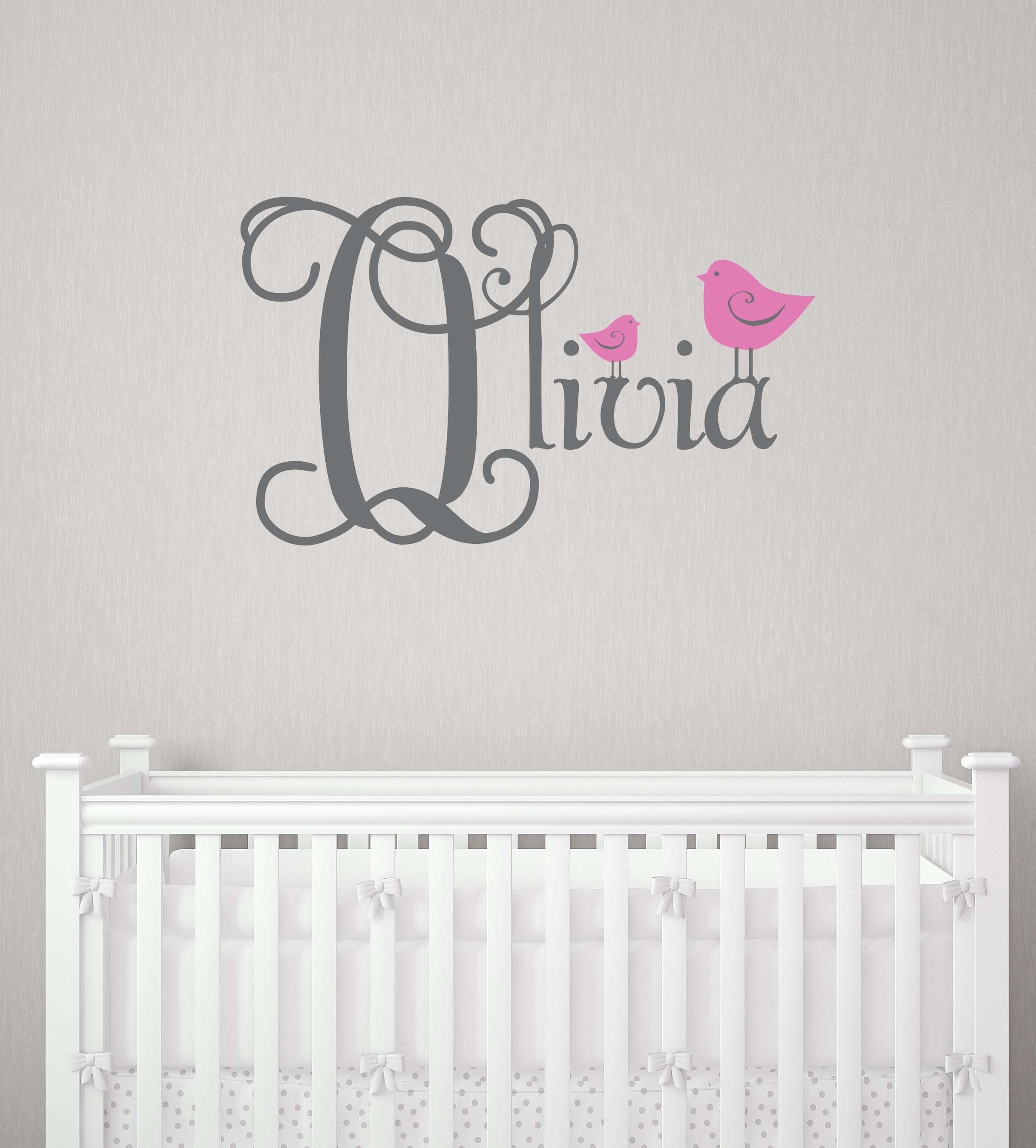 Cute Birdie Dreams Personalized Name Kids Wall Decal