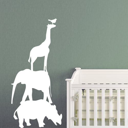 Safari Animals Stacked Kids Wall Decal