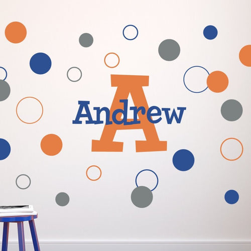Dots and Circles Fun Name and Monogram Kids Wall Decal