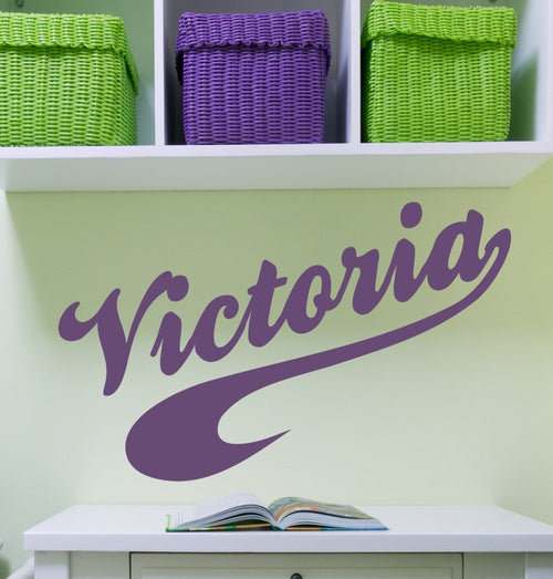 Sports Swoosh Girl Name Kids Wall Decal