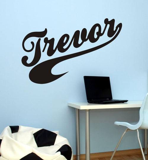 Sports Swoosh Boy Name Kids Wall Decal