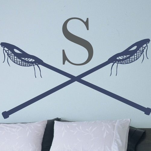 Lacrosse Monogram Name Kids Wall Decal