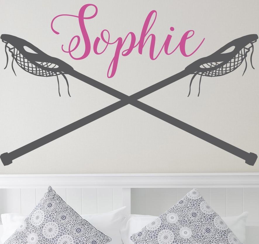 Lacrosse Girl Monogram Girls Kids Wall Decal