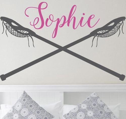 Lacrosse Girl Monogram Girls Kids Wall Decal