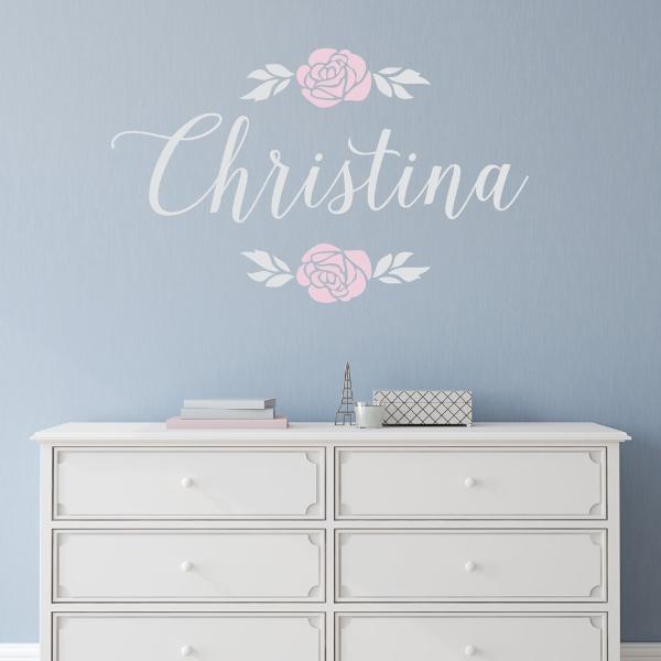 Belles Vintage Roses Personalized Name Kids Wall Decal