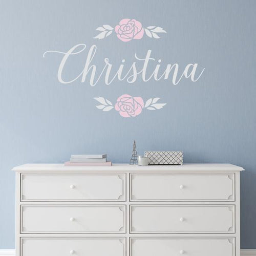 Belles Vintage Rose Personalized Name Kids Wall Decal