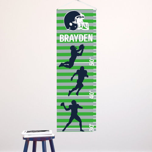 Personalized Football Seahawks Colors Canvas Growth Chart