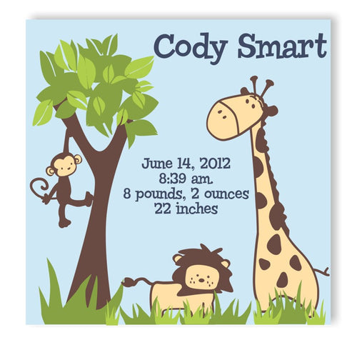 It's a Jungle Canvas Birth Announcement