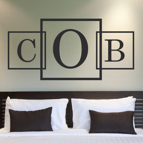 Three Square Monogram Personalized Wall Decal