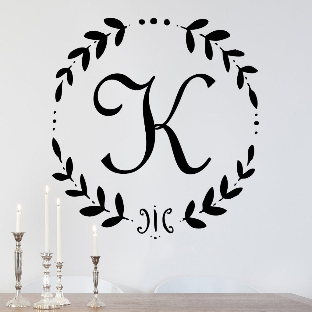 French Vine Monogram Personalized Wall Decal