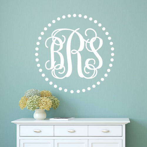 Fancy Dot Interlock Monogram Personalized Wall Decal