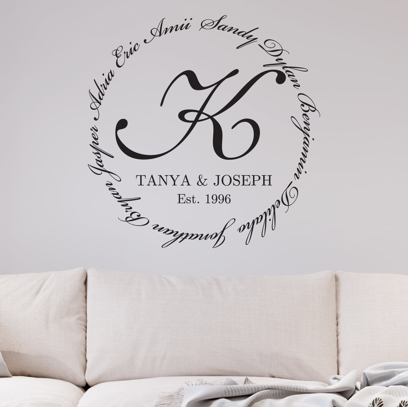 Family Encircling Love Monogram Wall Decal