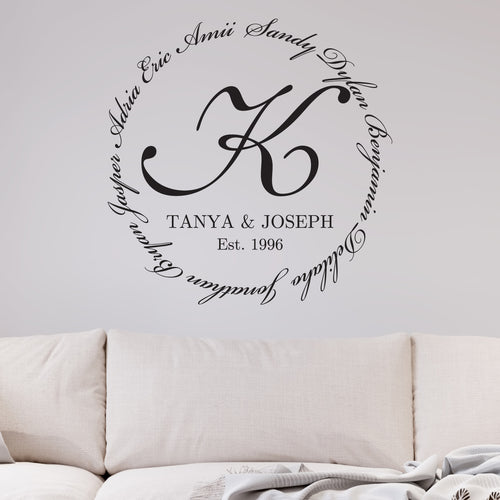 Family Encircling Love Monogram Wall Decal