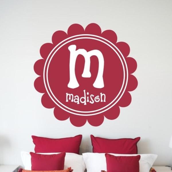 Scalloped Name Monogram Personalized Wall Decal