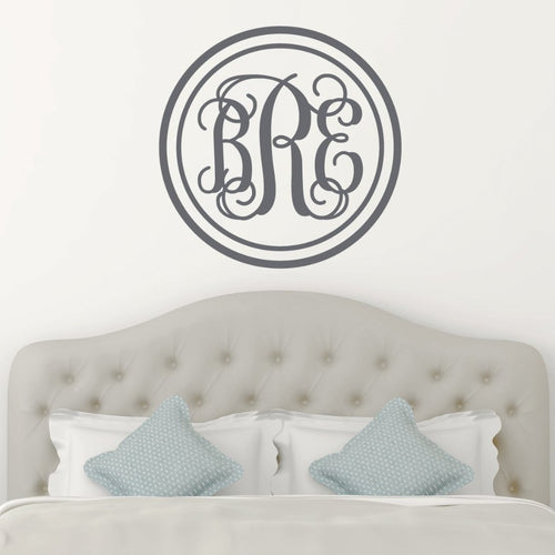 Double Circle Fancy Interlock Monogram Personalized Wall Decal