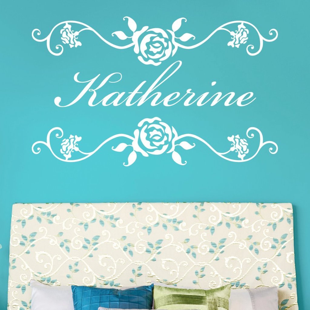 Rosevine Monogram Personalized Wall Decal