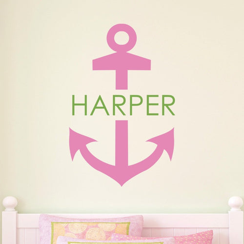 Nautical Anchor Girl Personalized Kids Wall Decal