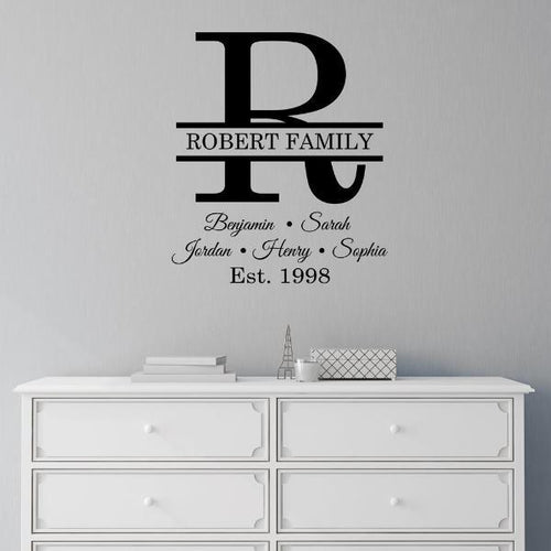 Classic Lines Family Monogram Personalized Wall Decal