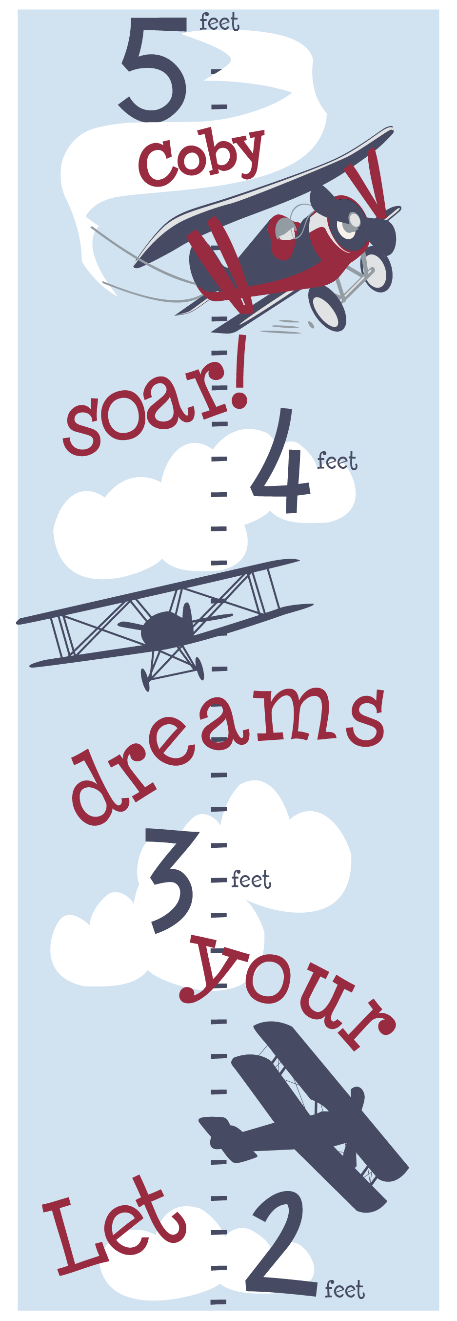 Personalized Adventure Plane Canvas Growth Chart