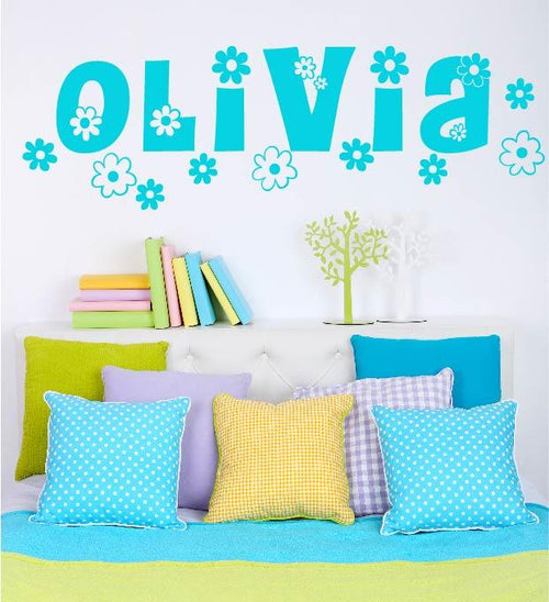 Daisy Chain Flower Personalized Name Kids Wall Decal