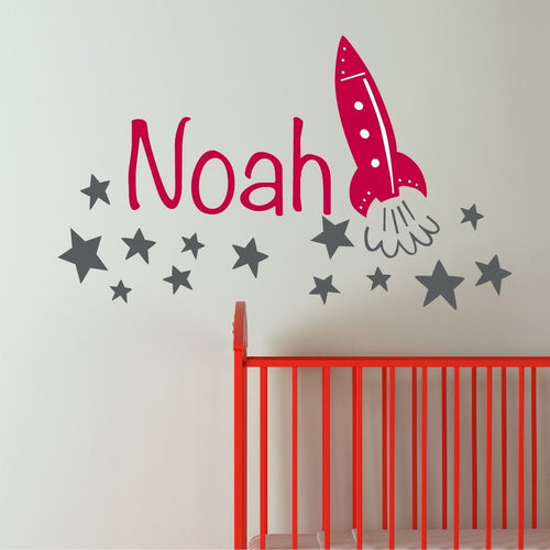 Space Rocket Name Kids Wall Decal