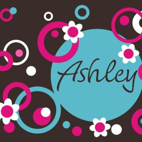 Personalized Circles Dots and Flowers Kids Wall Decal