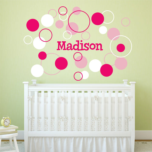 Girl's Dots and Circles Kids Wall Decals