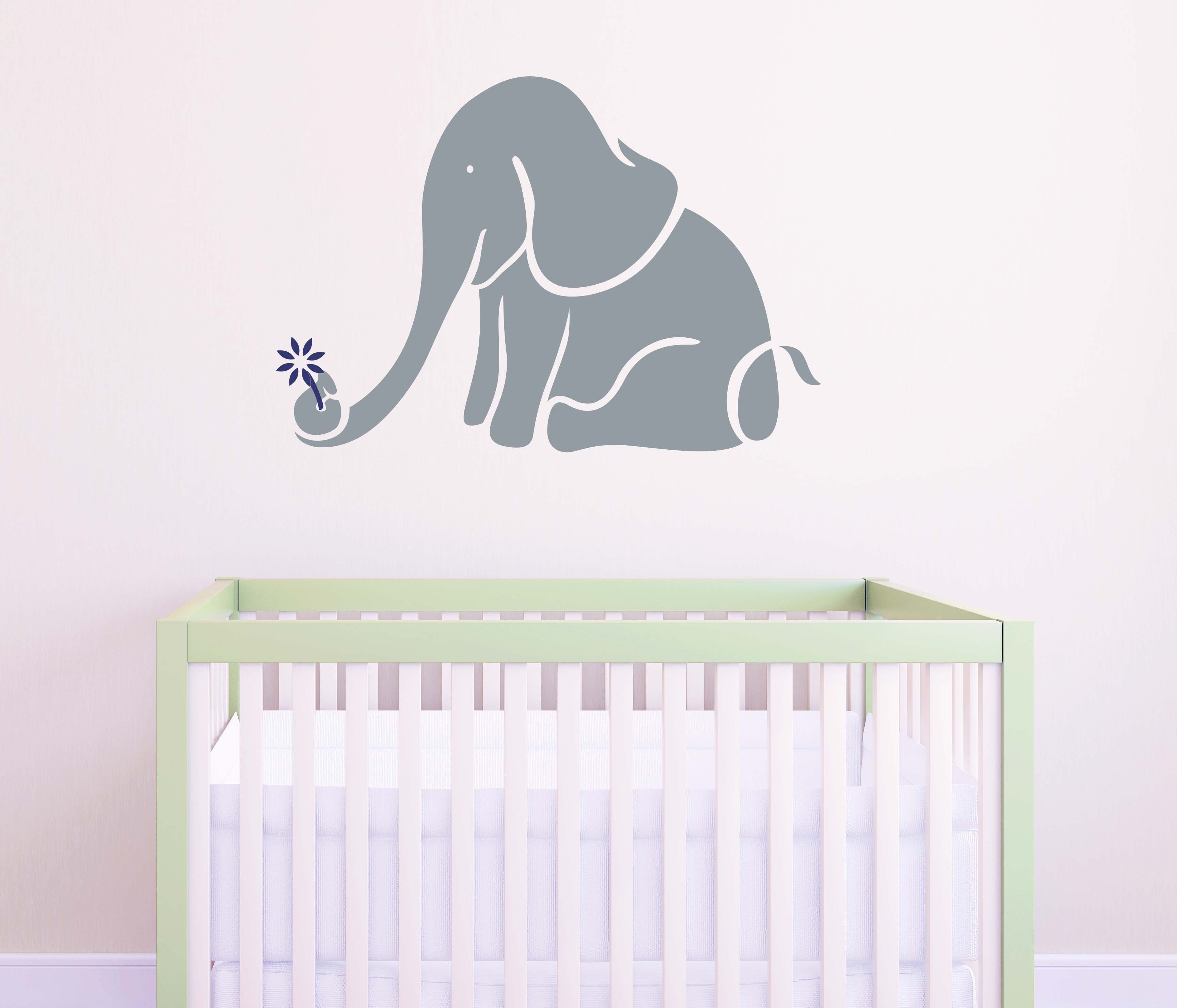 Elephant and Flower Name Kids Wall Decal
