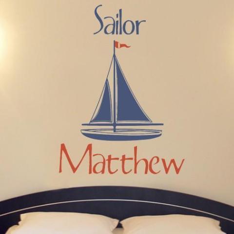 Nautical Sailor Personalized Name Kids Wall Decal