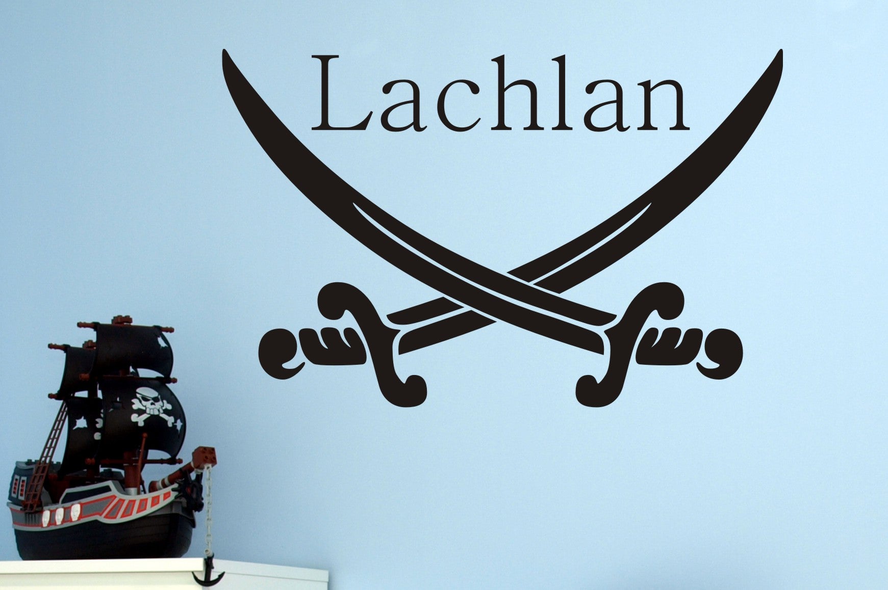 Pirate Swords Personalized Name Kids Wall Decal