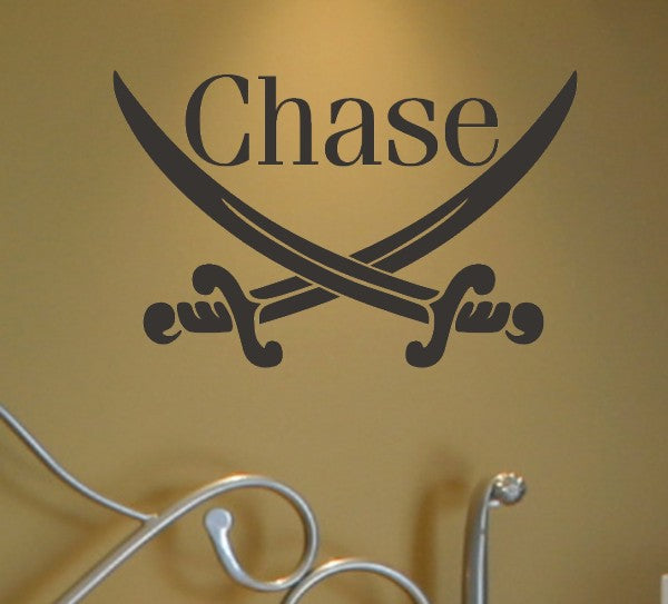 Pirate Swords Personalized Name Kids Wall Decal