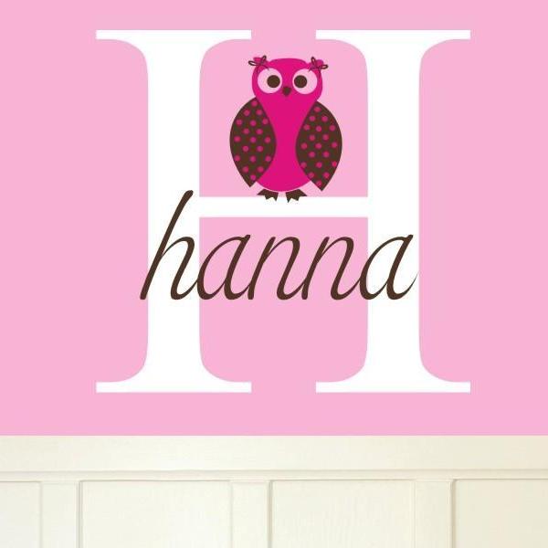 Hanna Girl Owl Name Kids Wall Decal