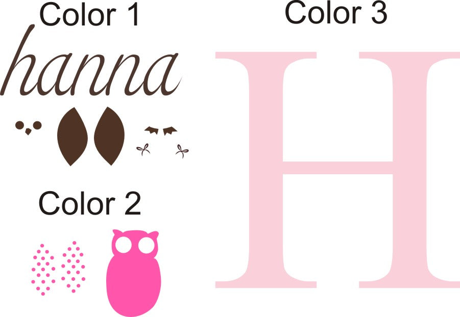 Hanna Girl Owl Name Kids Wall Decal