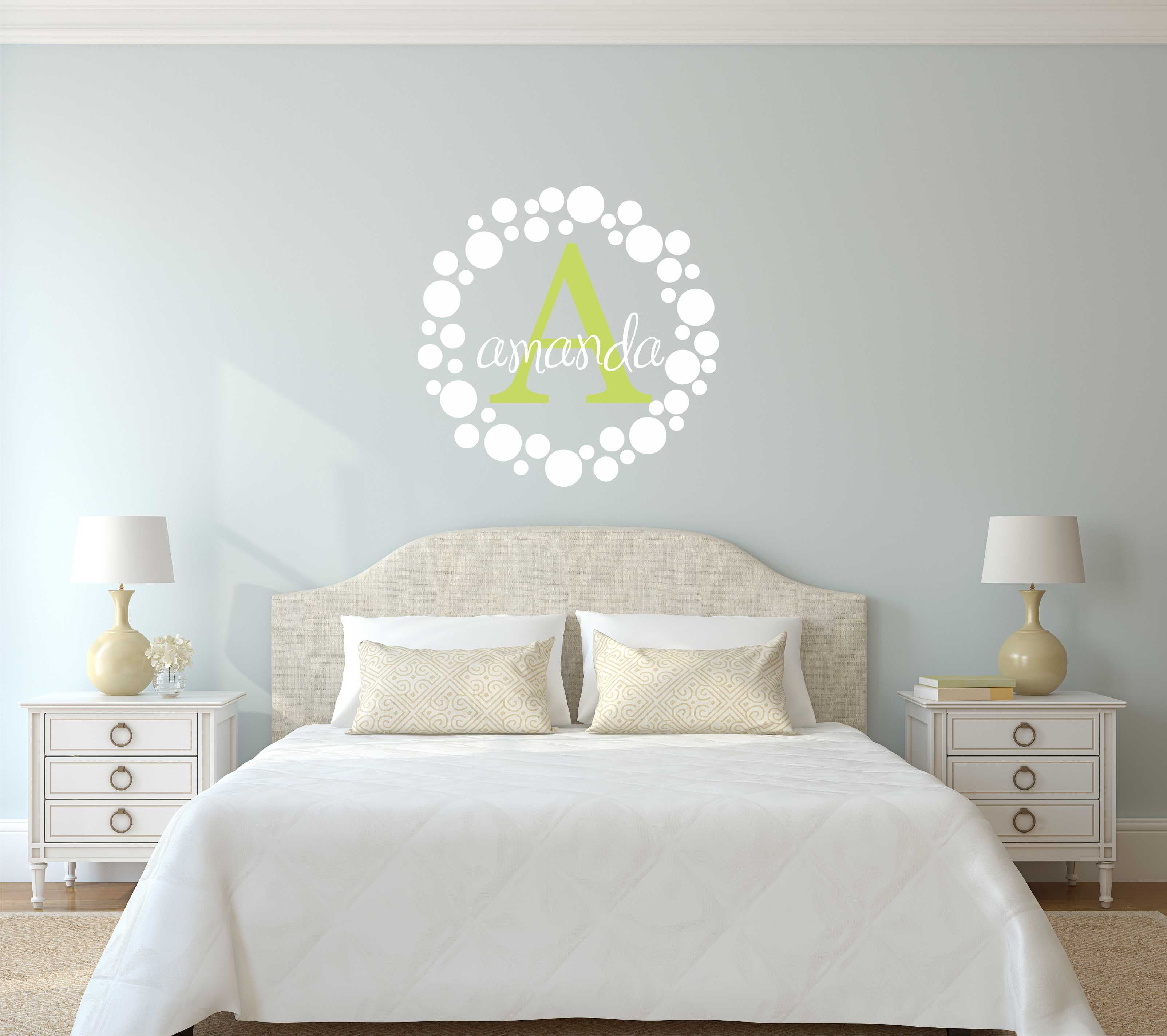 Polka Dots Frame Personalized Name Kids Wall Decal