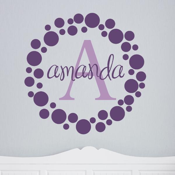 Polka Dots Frame Personalized Name Kids Wall Decal