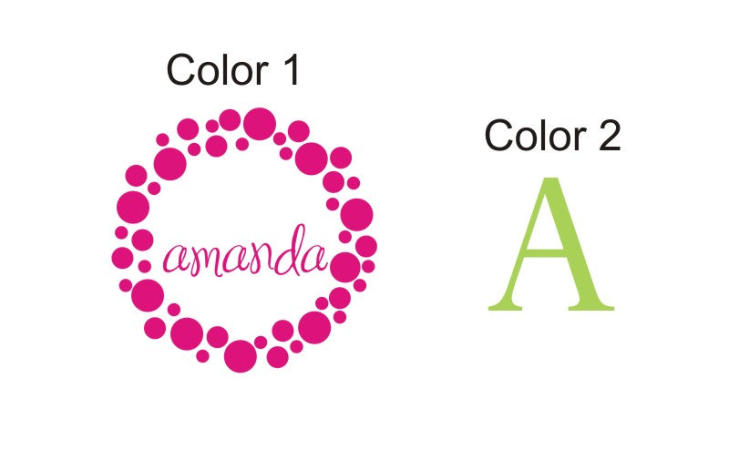 Polka Dots Frame Personalized Name Kids Wall Decal