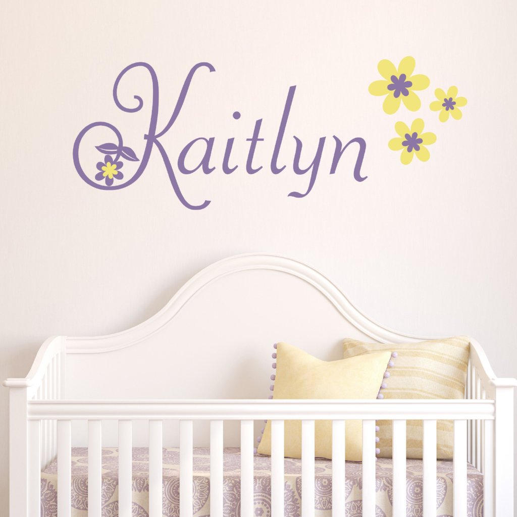 Daisy Chain Lilly Floral Personalized Name Kids Wall Decal