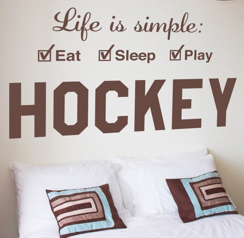 Hockey Life is Simple Play Kids Wall Decal
