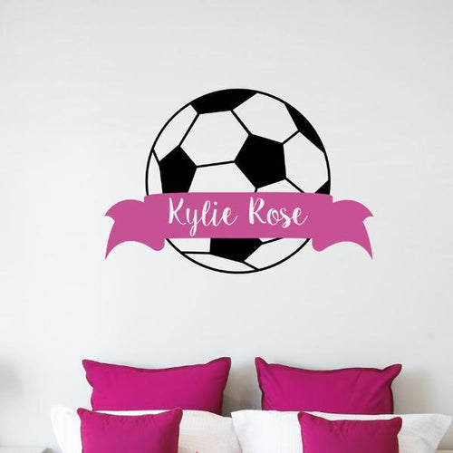 Soccer Ball Banner Personalized Kids Wall Decal