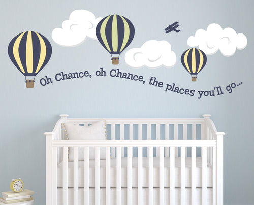 Oh the Places Hot Air Balloon Kids Wall Decal