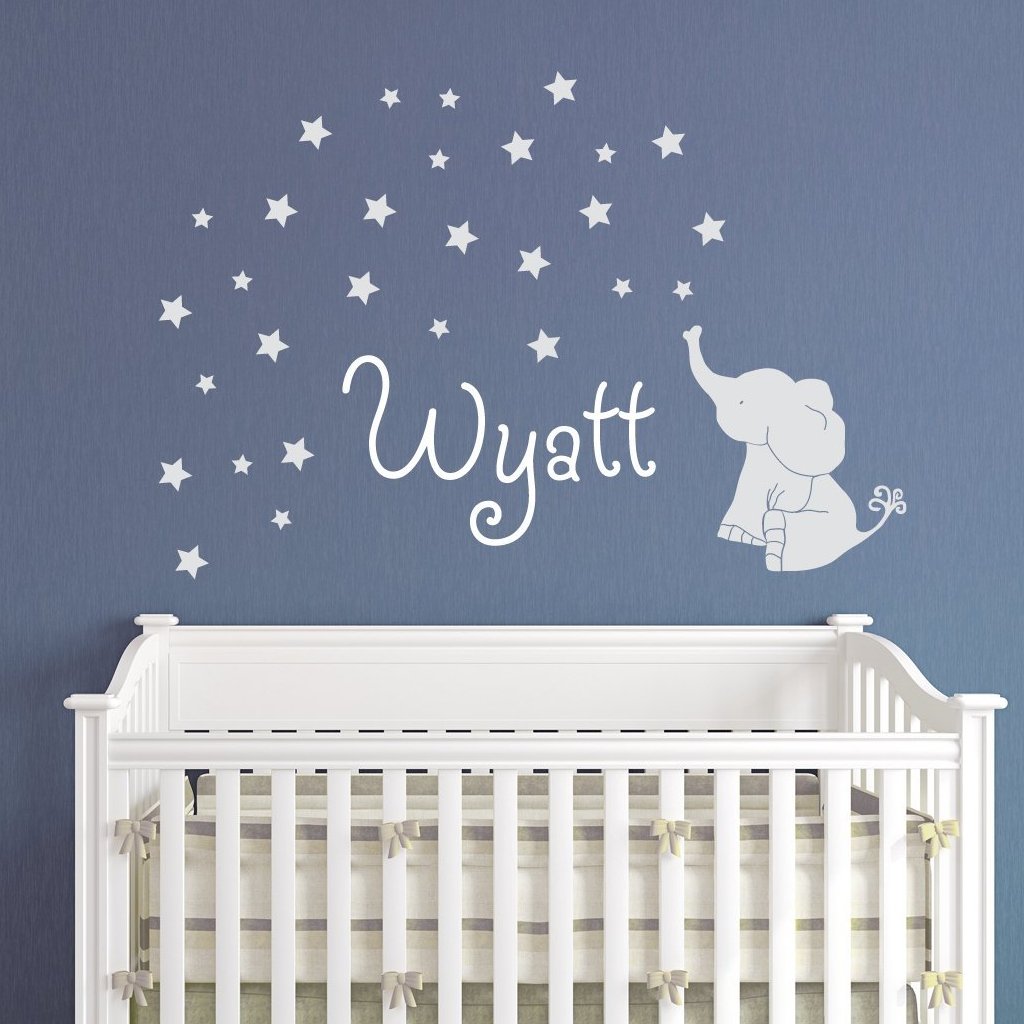 Baby Elephant with Stars Wall Decal