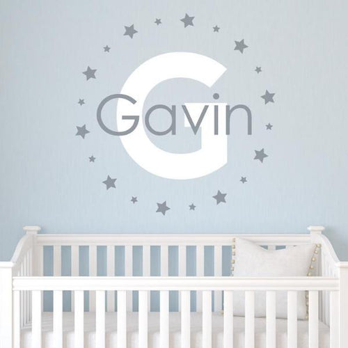 Star Circle Personalized Name Kids Wall Decal