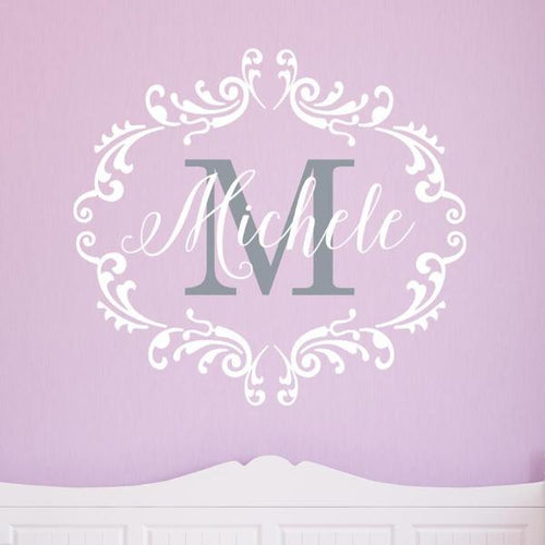 Princess Frame with Monogram Personalized Kids Wall Decal