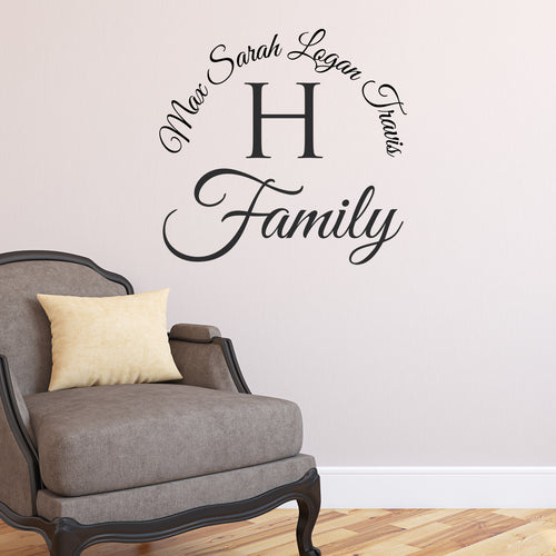Encircling Family Name Monogram Personalized Wall Decal