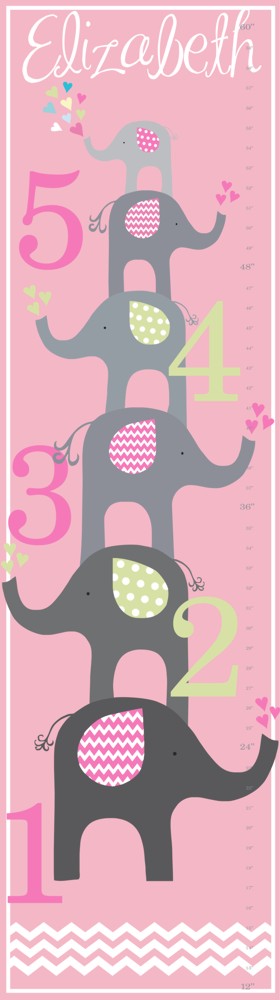 Personalized Girl Elephant Love Canvas Growth Chart